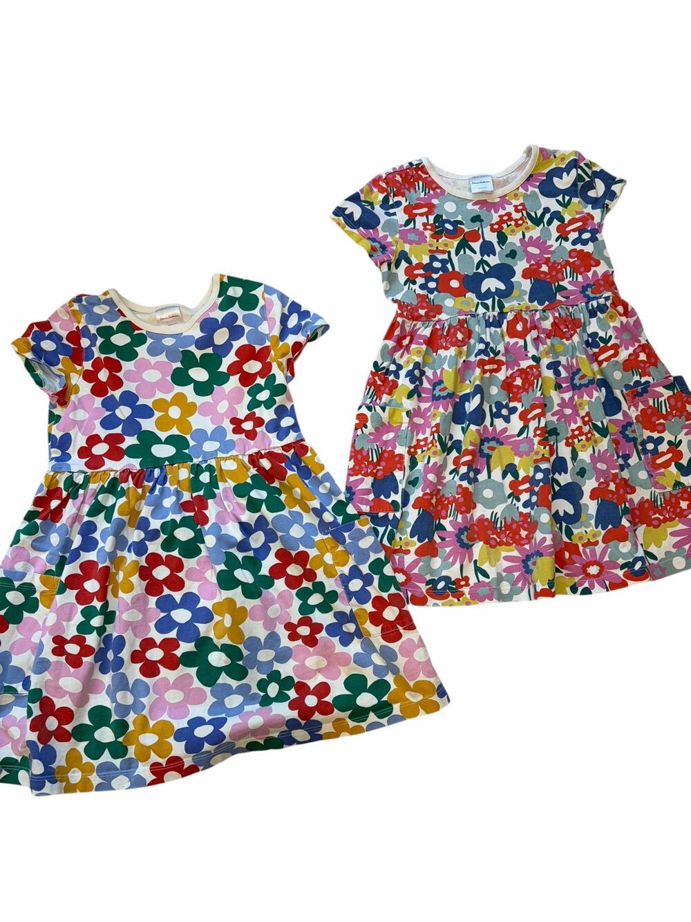 Hanna Andersson Dress Bundle Girl Size 6-7 Floral Pocket Dresses Cotton